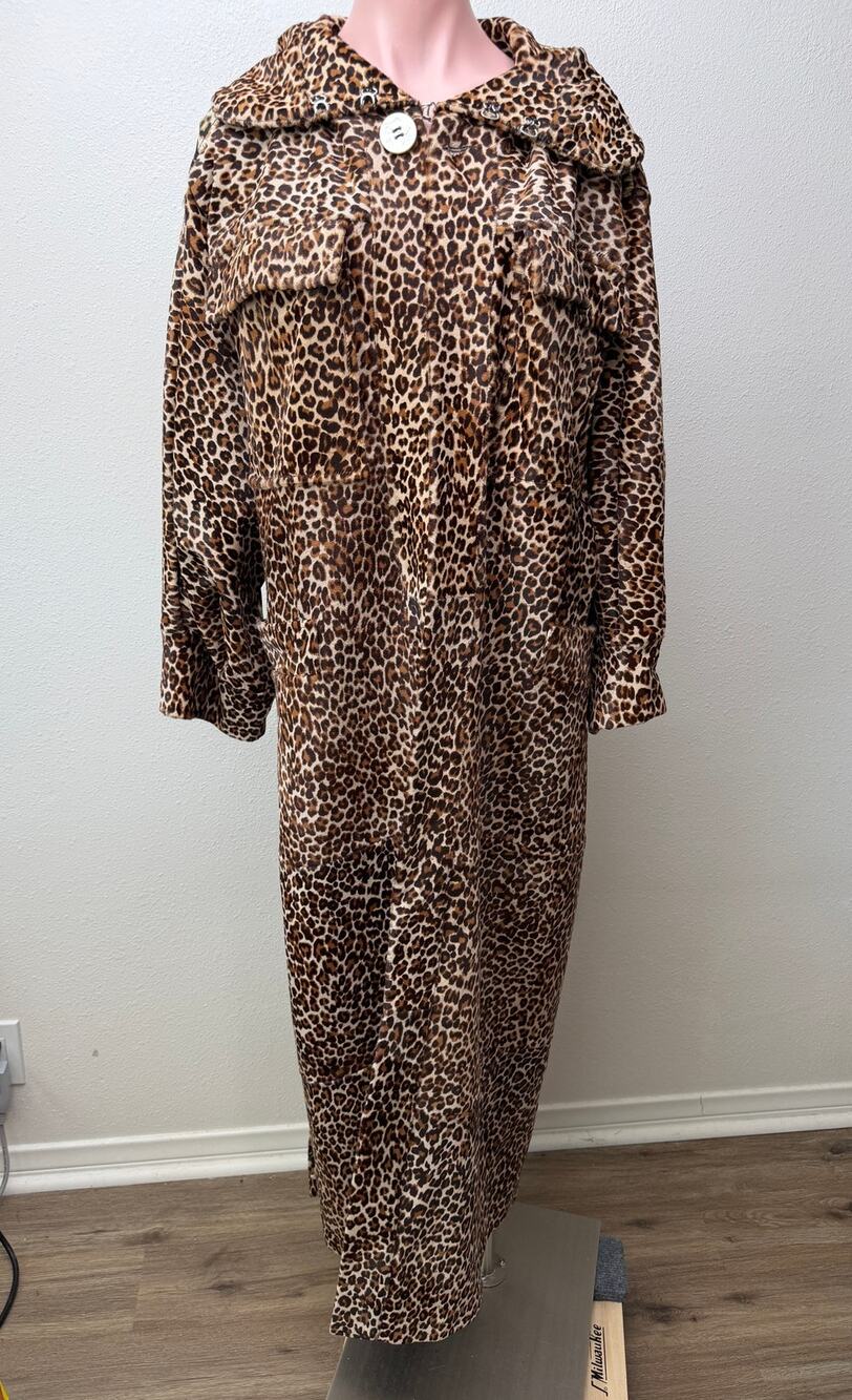 Alexx Brown Leopard Calf Hair Maxi Coat Women's US L/XL